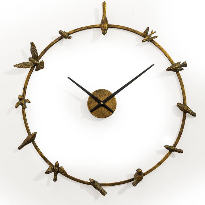 Large Antique Gold "Bird Bath" Wall Clock for wholesale by McGowan & Rutherford Ltd