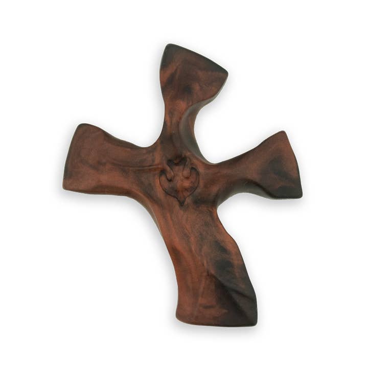 Village Gift Importers - Wholesale Wall Cross - Dark Tortoise / Copper (Matte) Clinging Cross