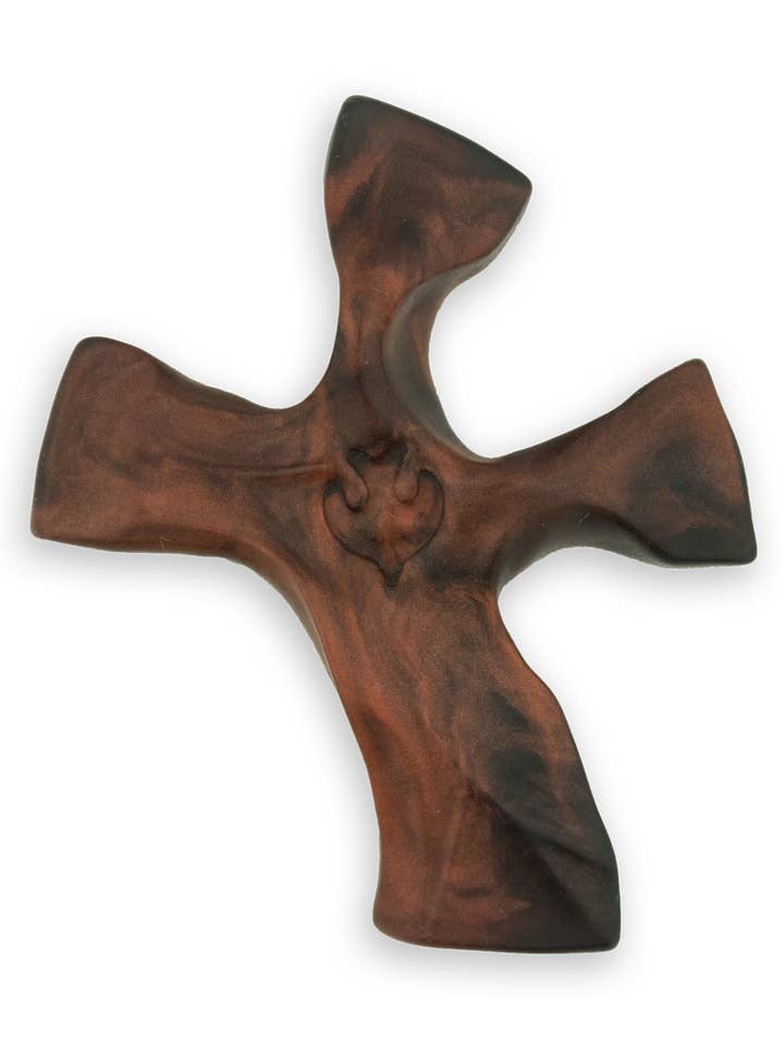 Dark Tortoise / Copper (Matte) Clinging Cross for wholesale by Village Gift Importers