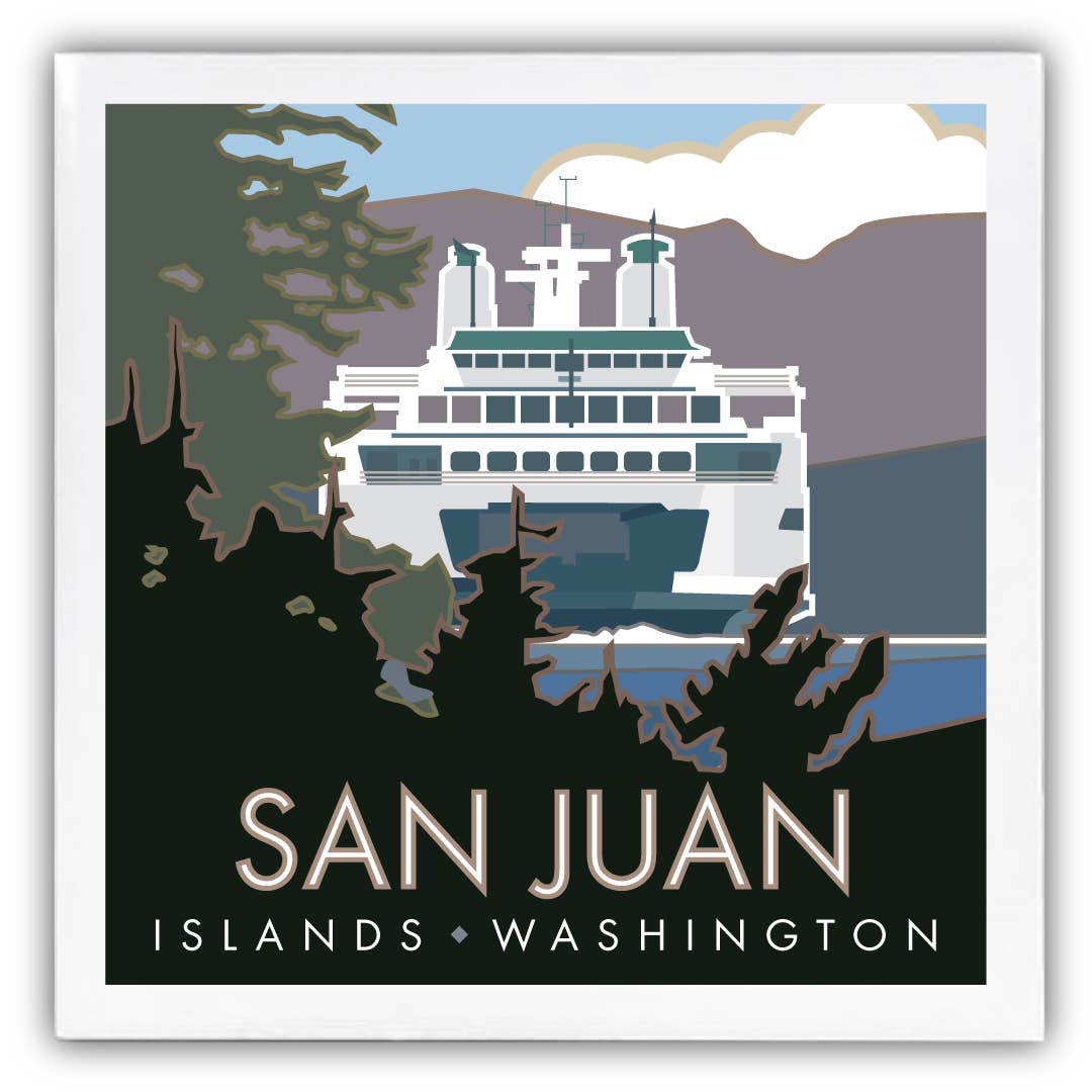Travel Posters by M&W Design Co. - Wholesale Coasters - San Juan Islands, Washington - Coaster0