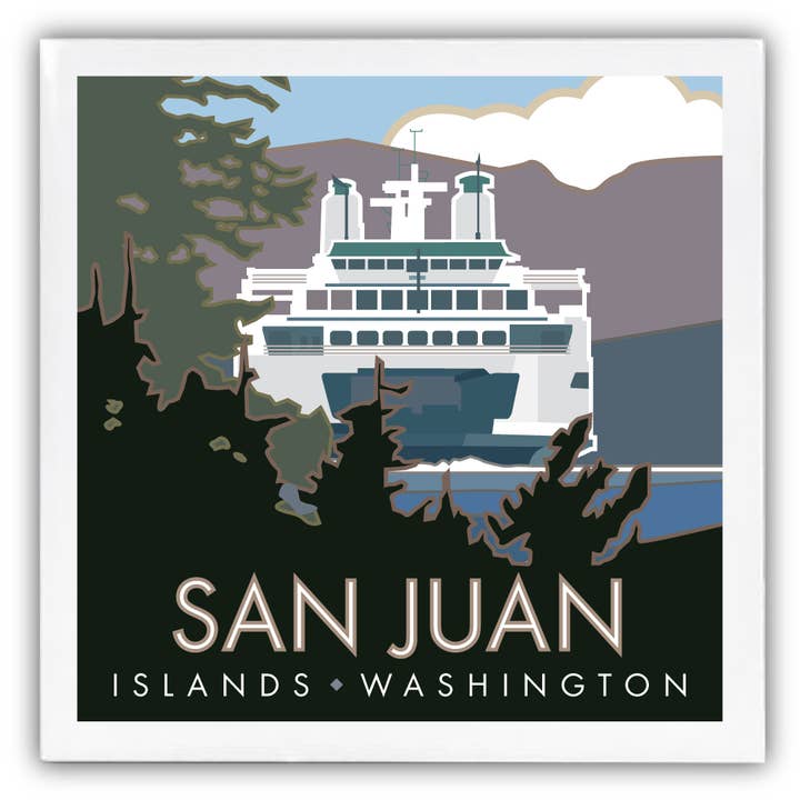 San Juan Islands, Washington - Sandstone Coaster for wholesale by M&W Design Co - Travel Posters
