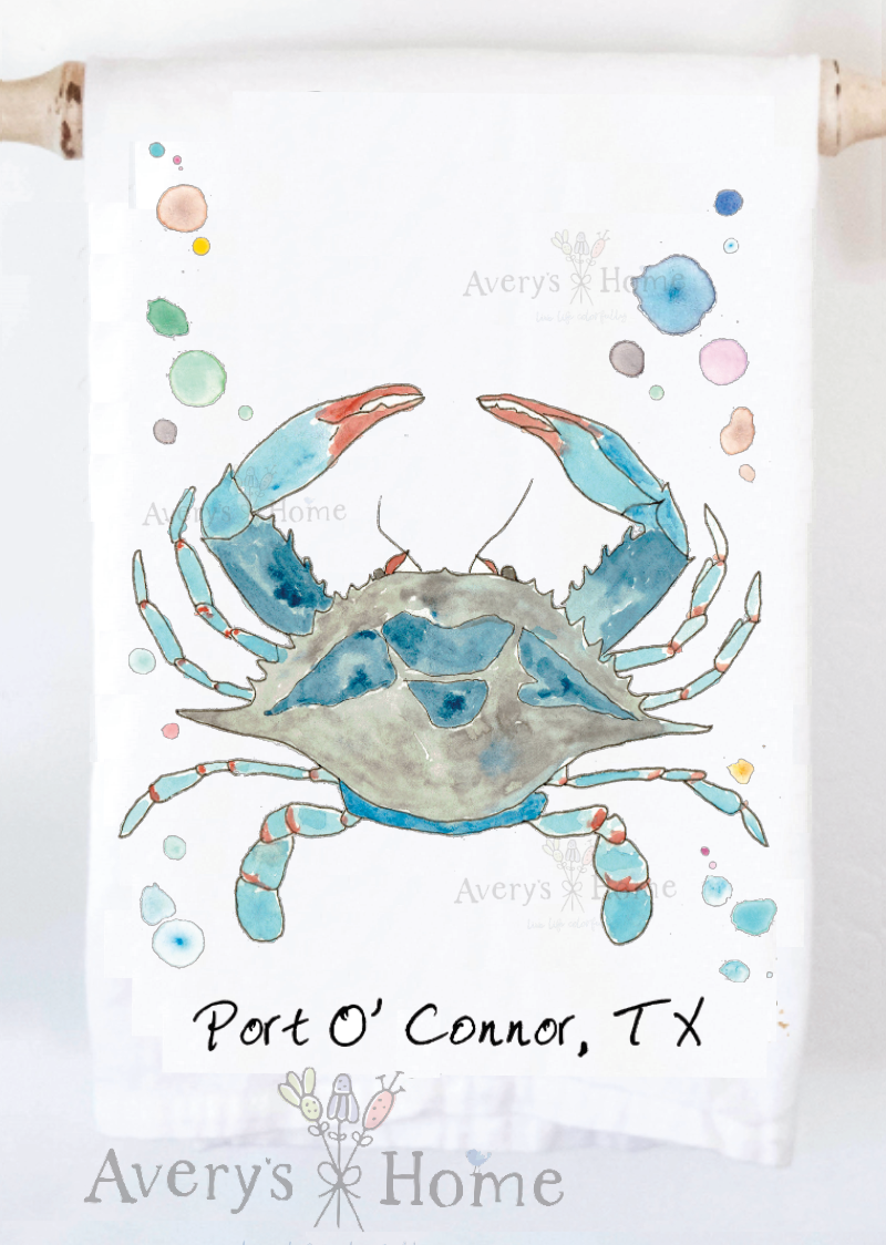 Avery's Home - Wholesale Tea Towel - Blue Crab Ocean Customizable Coastal Tea Towel37