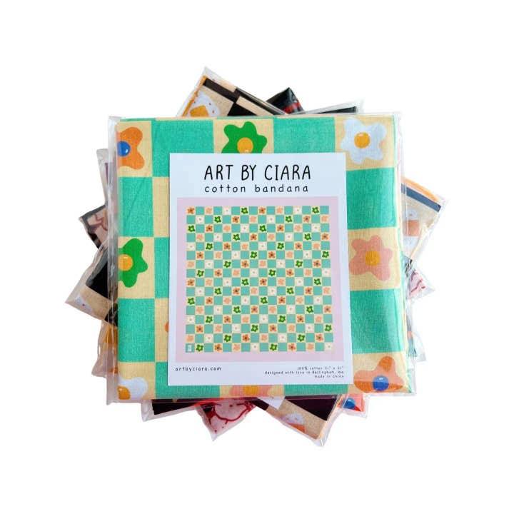 Art by Ciara – wholesale Bandana – Women's – Pink Tulips Bandana2