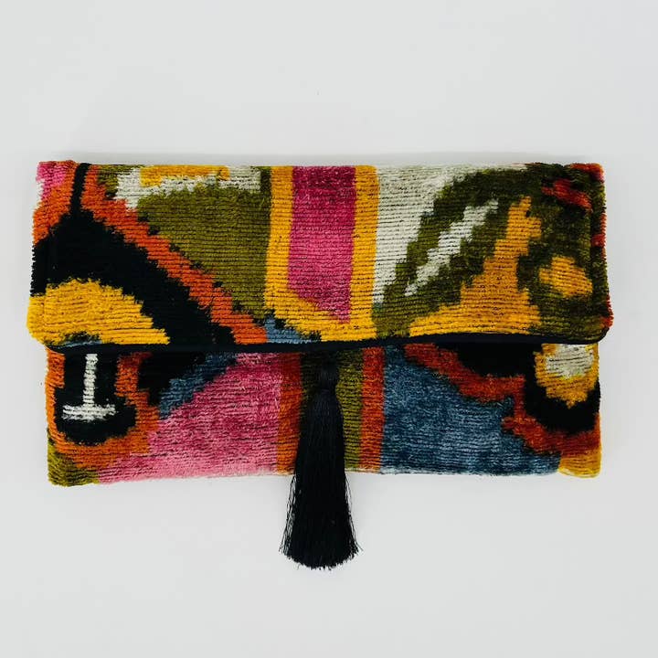 Multi Color Lily Tassel Clutch for wholesale by Baldiz