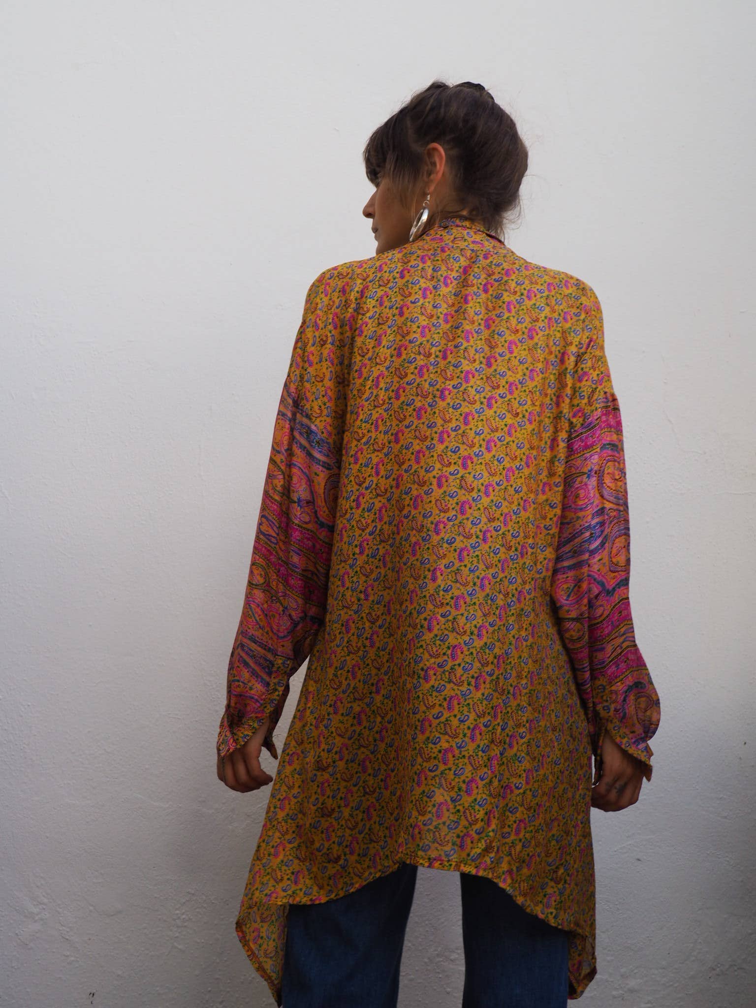 Vagabond Ibiza - Wholesale Button Down Shirt - Women's - The Lucy Long Floaty Shirt Re-cycled sari fabric11