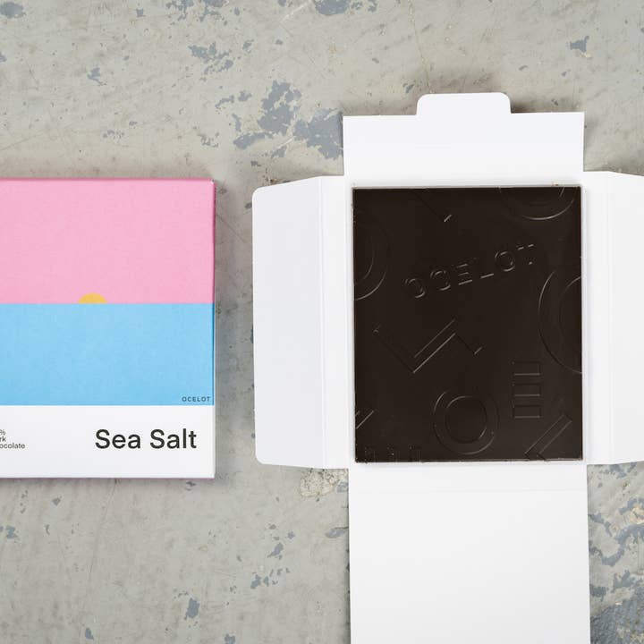 Ocelot Chocolate – wholesale Chocolate bar – Sea Salt - award winning Organic 70% Dark Chocolate bar, 70g2