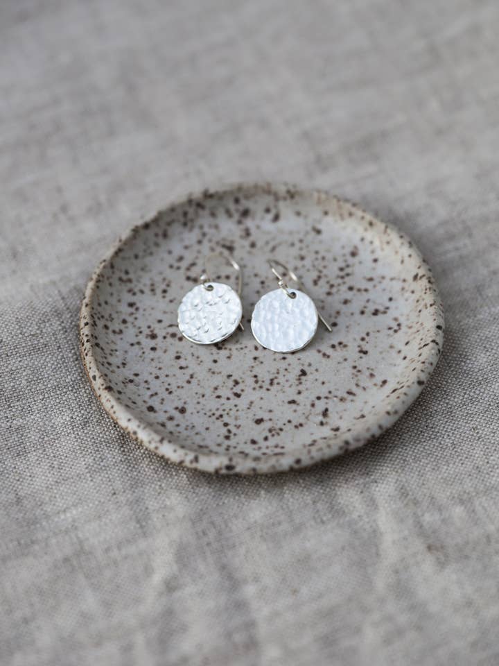Jewelry dish minimalist matte speckled stoneware for wholesale by Ellie Begin Design