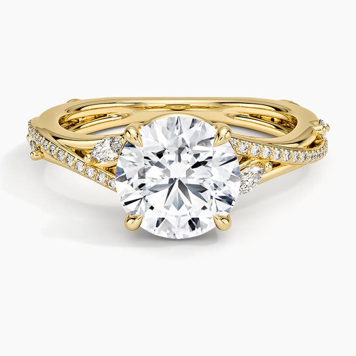 Split Vine Marquise Cluster Round Lab Grown Diamond Center Engagement Ring for wholesale by Caratina