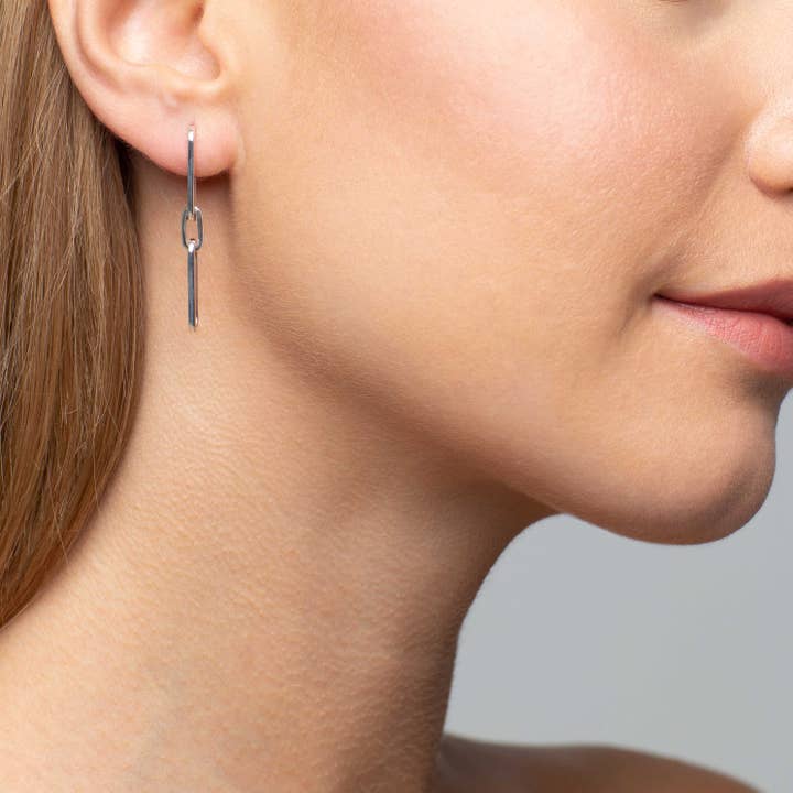 St. Germain Silver Link Earrings for wholesale by Mimi + Marge