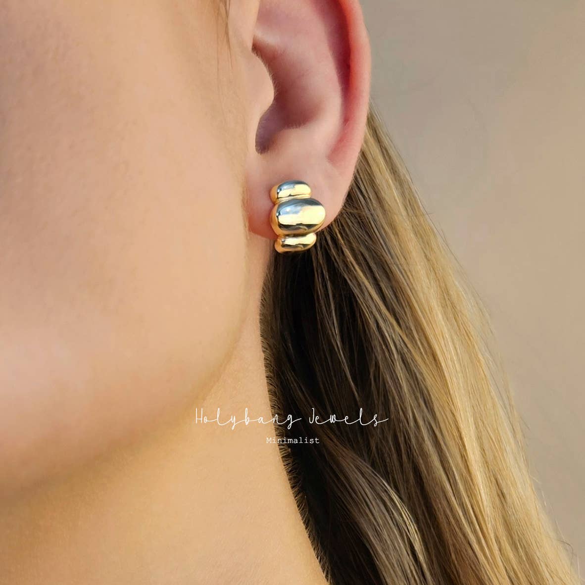 HolyBang Jewels - Wholesale Stud/Post Earrings - MINIMALIST PUFFY EARRINGS - E-HT1988 / E-H132781