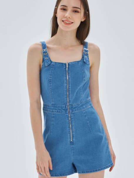 Buckle Strap Denim Romper_TS3308 for wholesale by MEBON