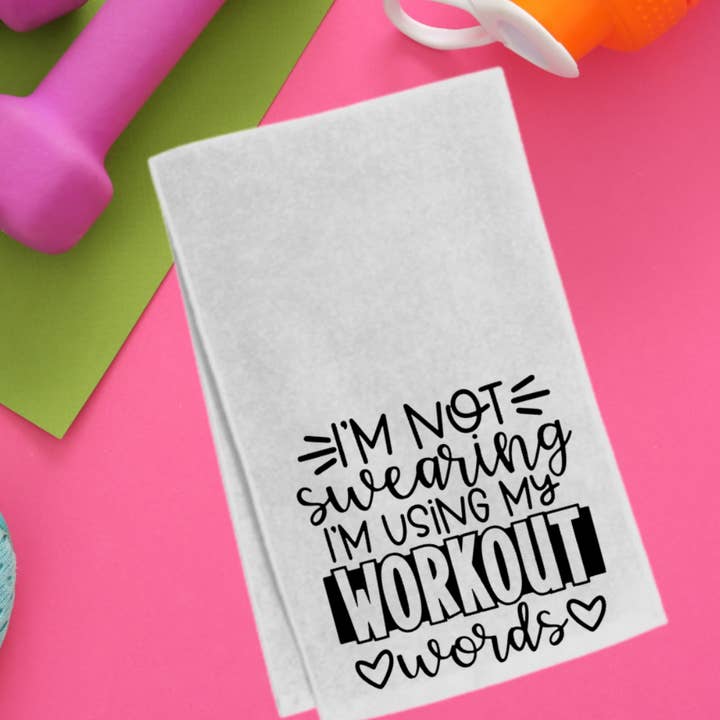 I am not Swearing I am using my Workout Words gym yoga towel for wholesale by Funk Town Tees