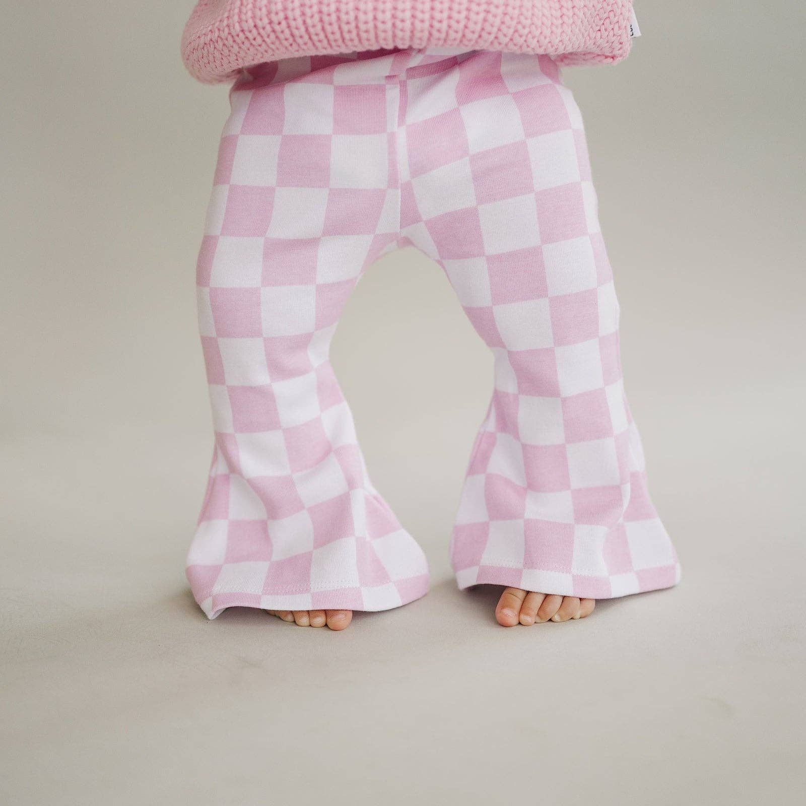 Lucky Panda Kids - Wholesale Pants - Baby - Checkered Flare Pants | Pink2