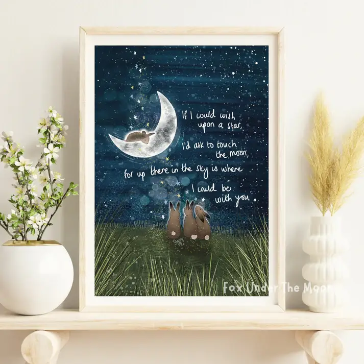 Fox Under The Moon – wholesale Art print – A4 Art Print - Be With You0