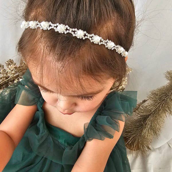 A Little Lacey - Wholesale Fashion Headband - Kids - Nova Girls Pearl & Diamnate Silver Headband7