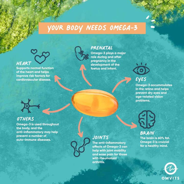 Omvits - Venta al por mayor Suplementos/vitaminas para beber - Omega 3 DHA vegano - Recarga triple6