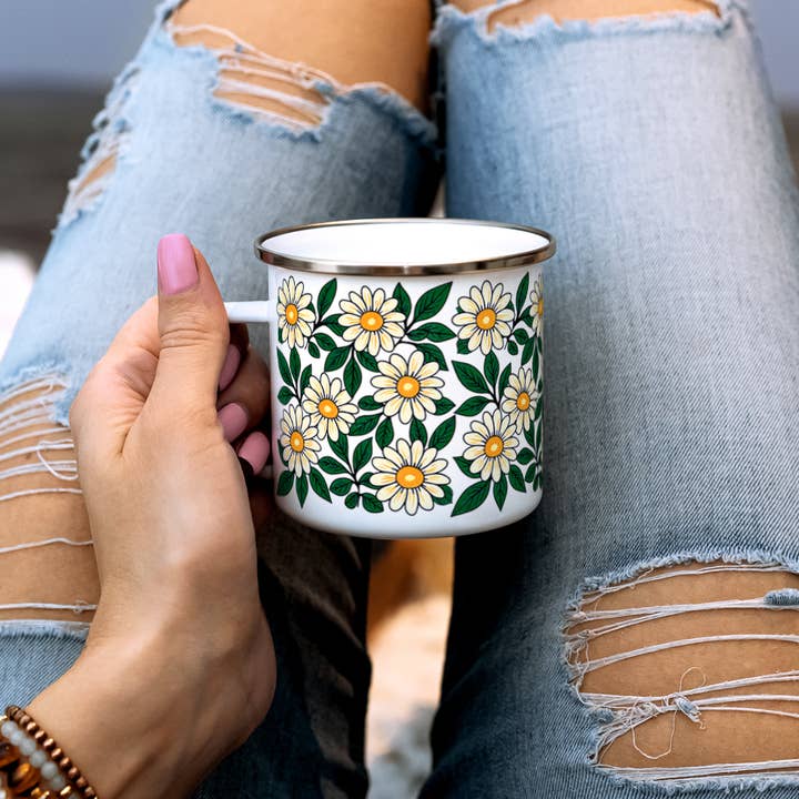 Loftipop - Wholesale Coffee Mug - Floral Daisy Camp Mug, Nature Flower Garden Botanical Gifts