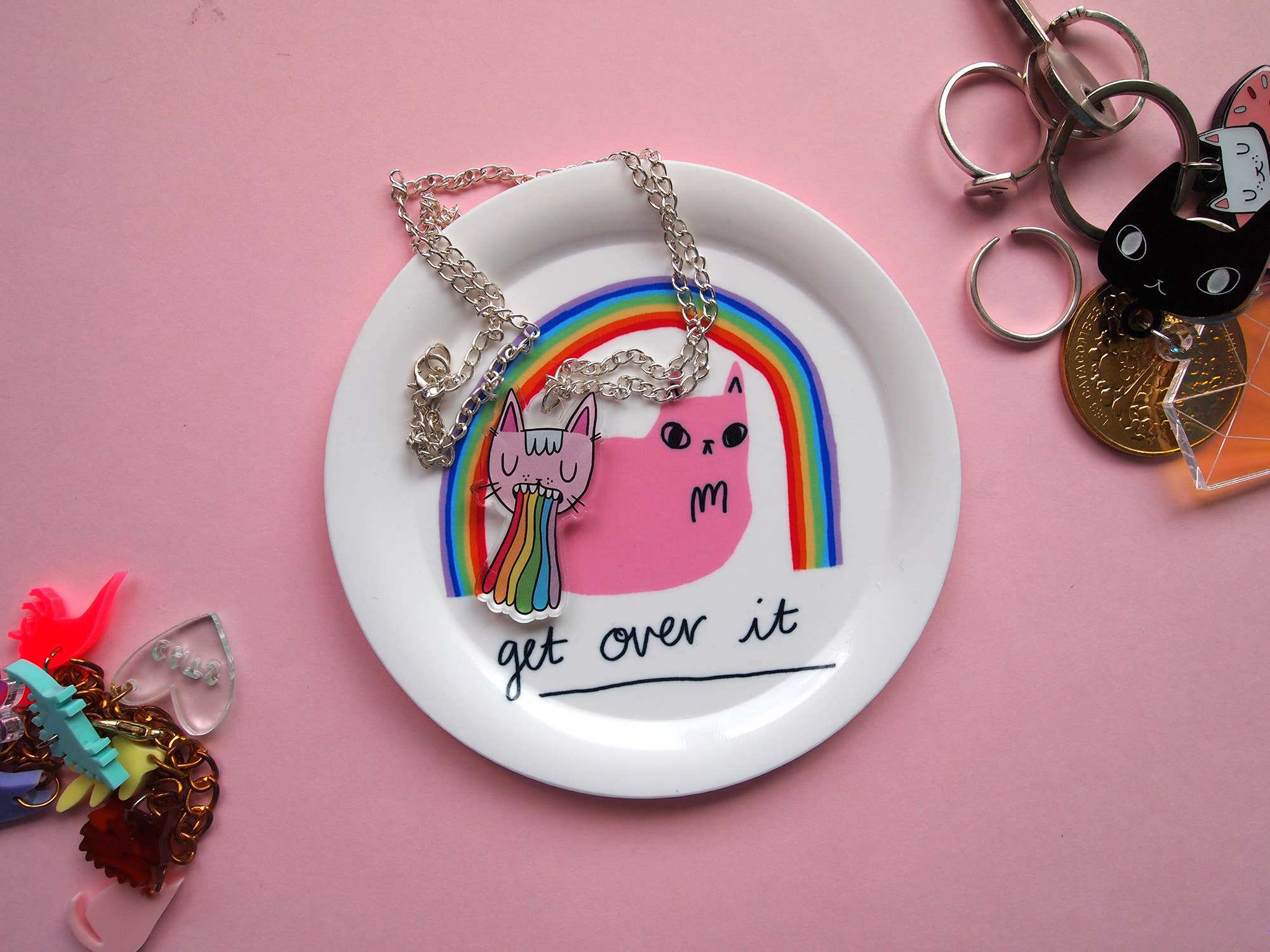 I LIKE CATS - Wholesale Jewelry Dish - Cat and rainbow trinket dish, ring dish, coaster4
