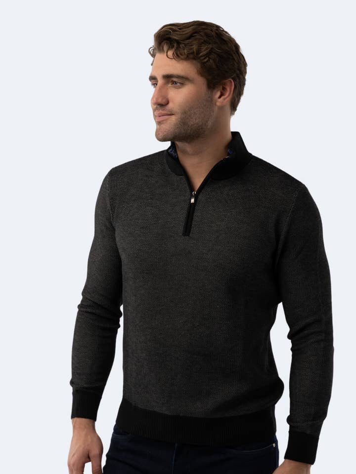 Black Quarter Zip Sweater for wholesale by Luchiano Visconti