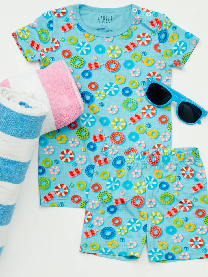 Clover Baby & Kids - Wholesale Sleepwear Set - Kids - Shorts Pajama Set - Pool Floats3