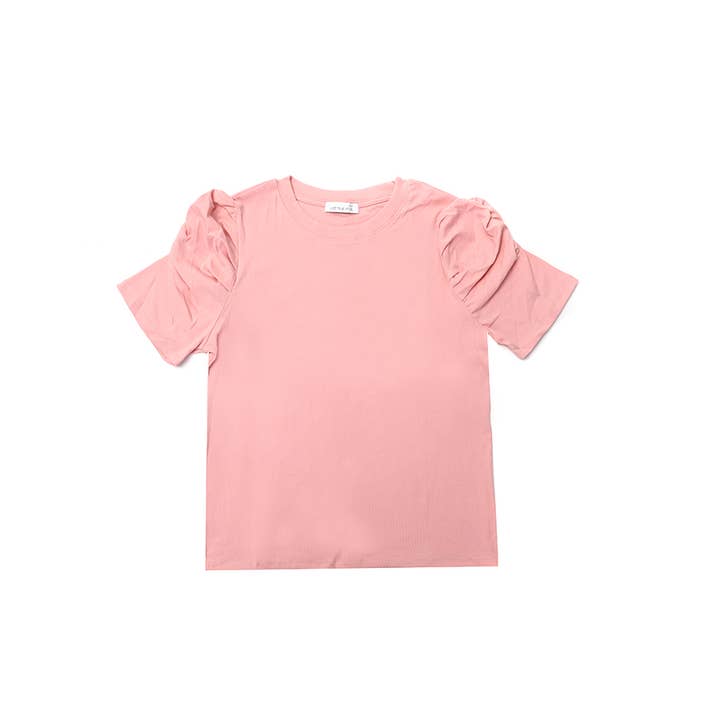 T-shirt with Rouched Sleeves in Pink for wholesale by Last True Angel