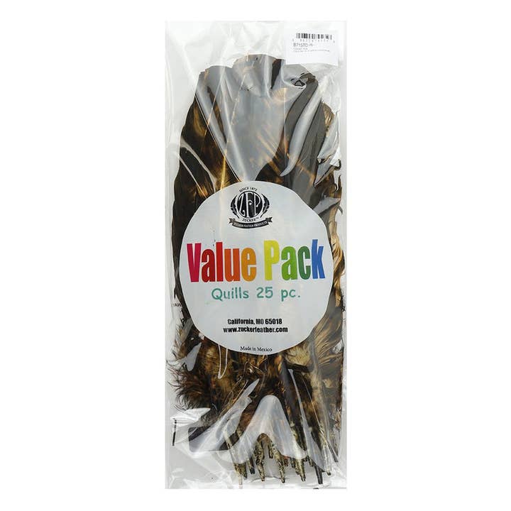 Zucker Feather Products - Vendita all'ingrosso Piume - Turkey Quill, ala destra, tinta unita, beige e marrone4