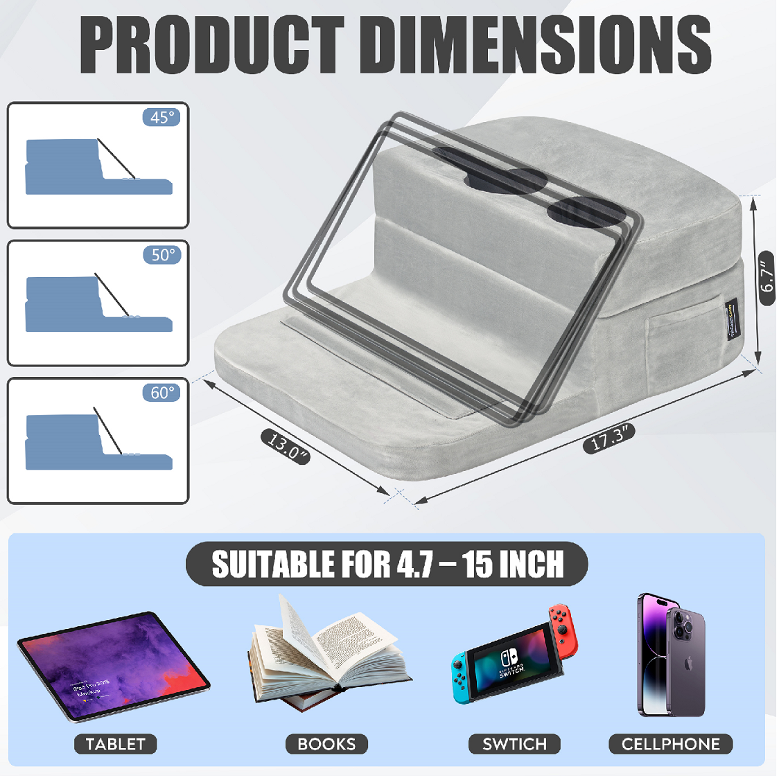TabCouchCaddy - Vente Rangements de bureau - TabCouchCaddy - Plateau porte-gobelets pour canapé et coussin support tablette (gris)6