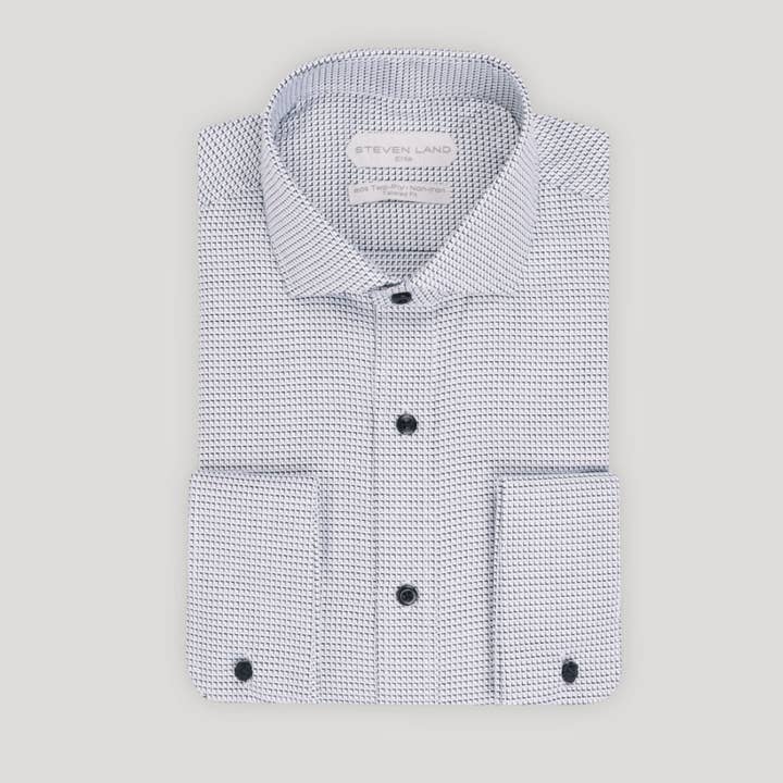 The Oliver | Semi Spread Collar | Angled French Cuff | 100% Cotton | Black for wholesale by Steven Land