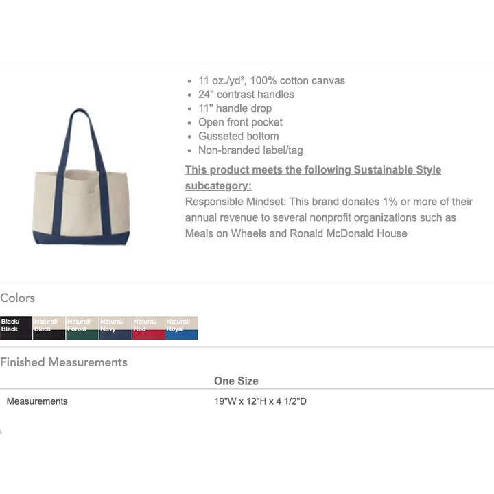 Total Apparel - Wholesale Tote Bag - Unisex - Leeward Large Canvas Blank Tote | Beach Tote 88691