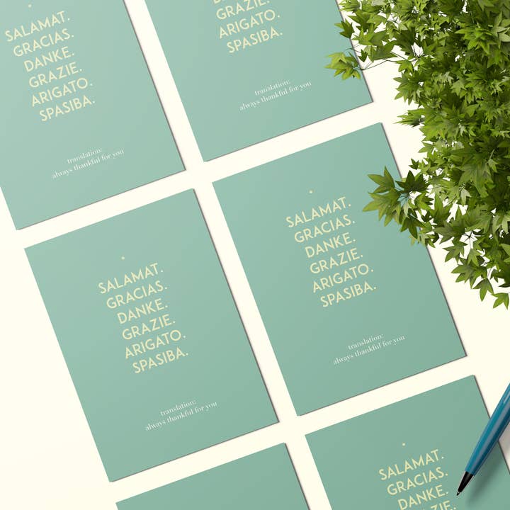 Bilingual Thank You Postcards - Pack Of 5 Or 10 for wholesale by CardCraft