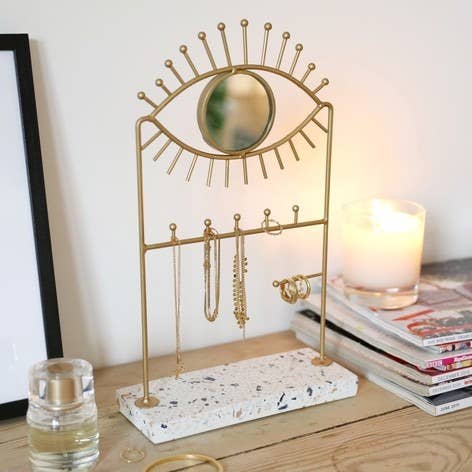 Lisa Angel - Wholesale Jewelry Stand & Display - Eye Mirror And Jewellery Holder With Terrazzo Base