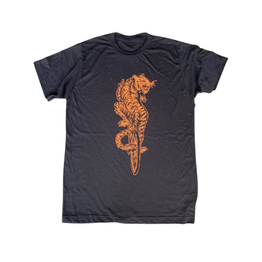 Black Tiger on A Bicycle Men's Shirt for wholesale on Faire