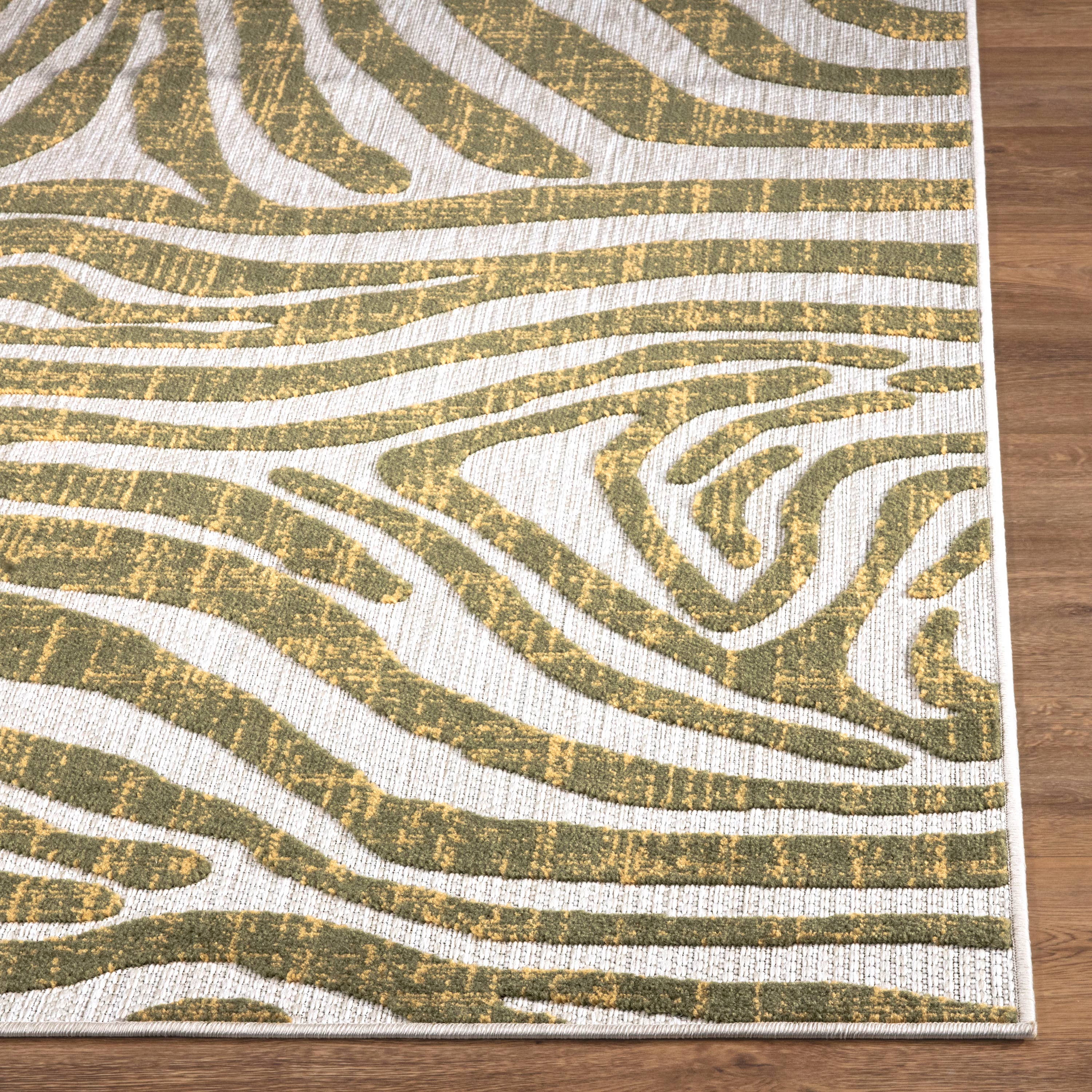 Abani Rugs - Wholesale Area Rug - Abani Hampton Indoor/Outdoor Green Zebra Print Area Rug4