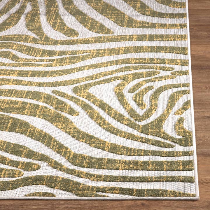 Abani Rugs - Wholesale Area Rug - Abani Hampton Indoor/Outdoor Green Zebra Print Area Rug4