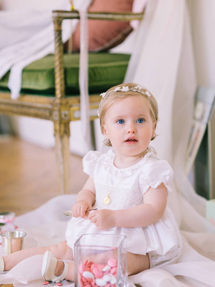 Colombe White Silk Ceremony Baby Bubble for wholesale by Antoinette Paris