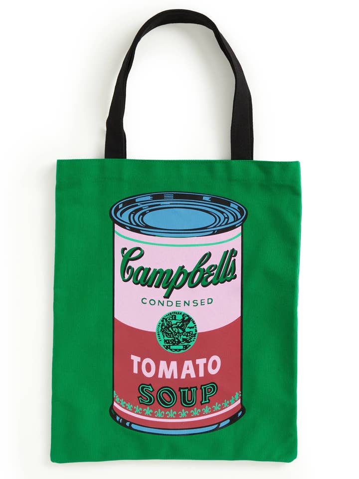 Warhol Soup Can Canvas Tote Bag - Green for wholesale by Chronicle Books