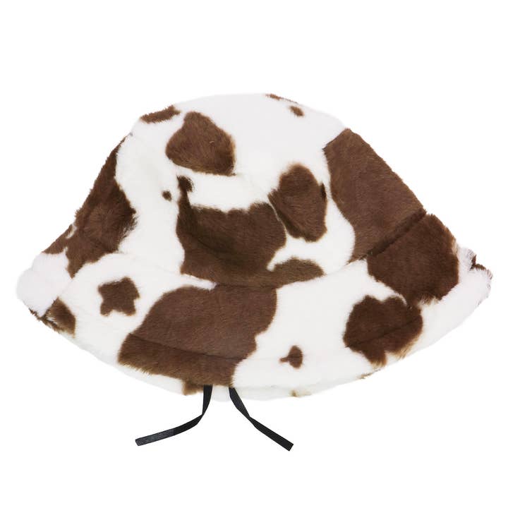 Cap Zone - Wholesale Bucket Hat - Women's - Cow Print Fluffy Faux Fur Bucket Hat12