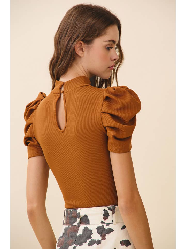 TCEC - Wholesale Bodysuit - Women's - CT6595-Stretch Knit Short Puff Sleeve Bodysuit3