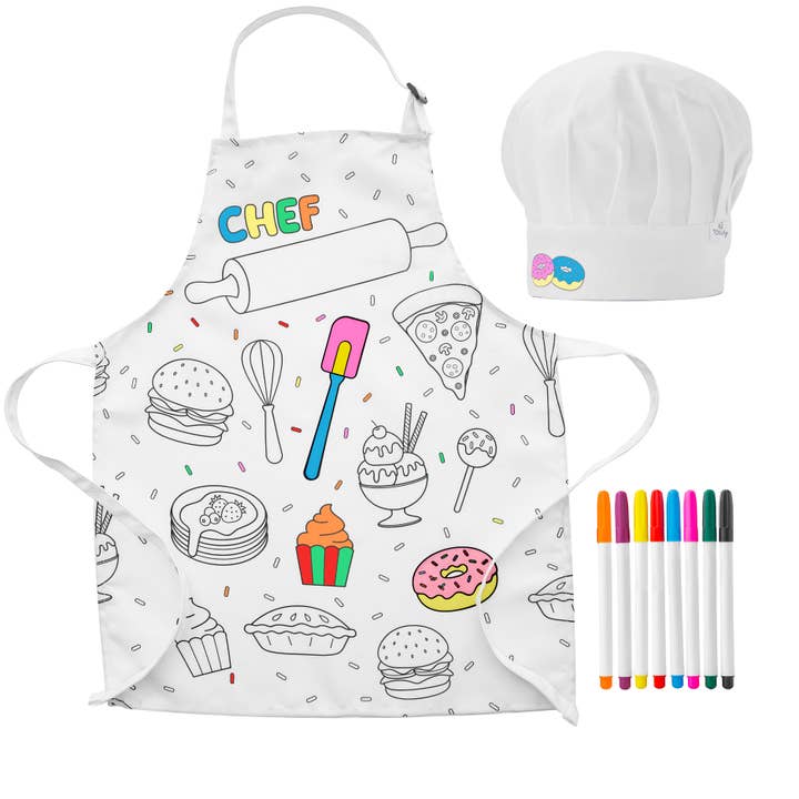 Tovla Jr. Color-Your-Own Kids Apron & Chef Hat Set for wholesale by Tovla Jr