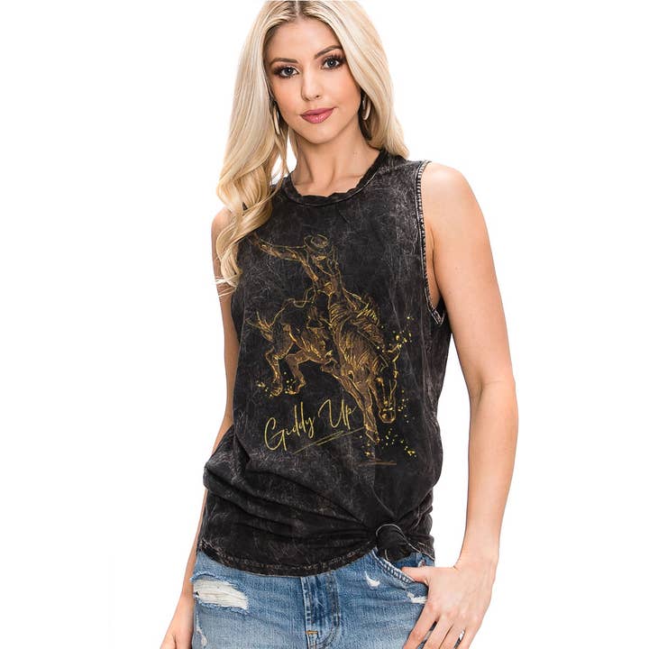 HRTandLUV - Wholesale Tank Top - Women's - GIDDY UP COWBOY RODEO Tank TOP