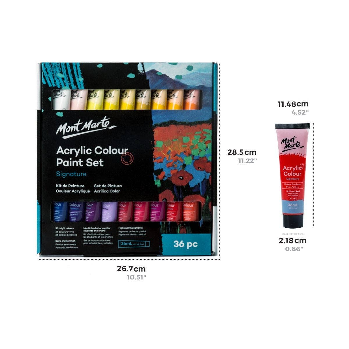 Mont Marte Usa, Inc. - Wholesale Paint Set - Acrylic Color Paint Set Signature 36pc x 36ml (1.2oz)1