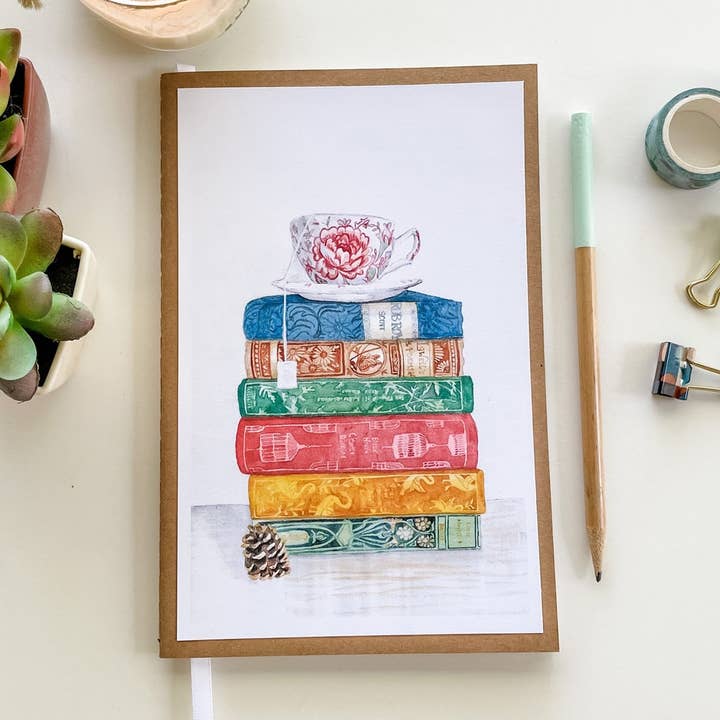 Journal Notebook With Tea, Books, And Art Themes for wholesale by Hen and Chick Art