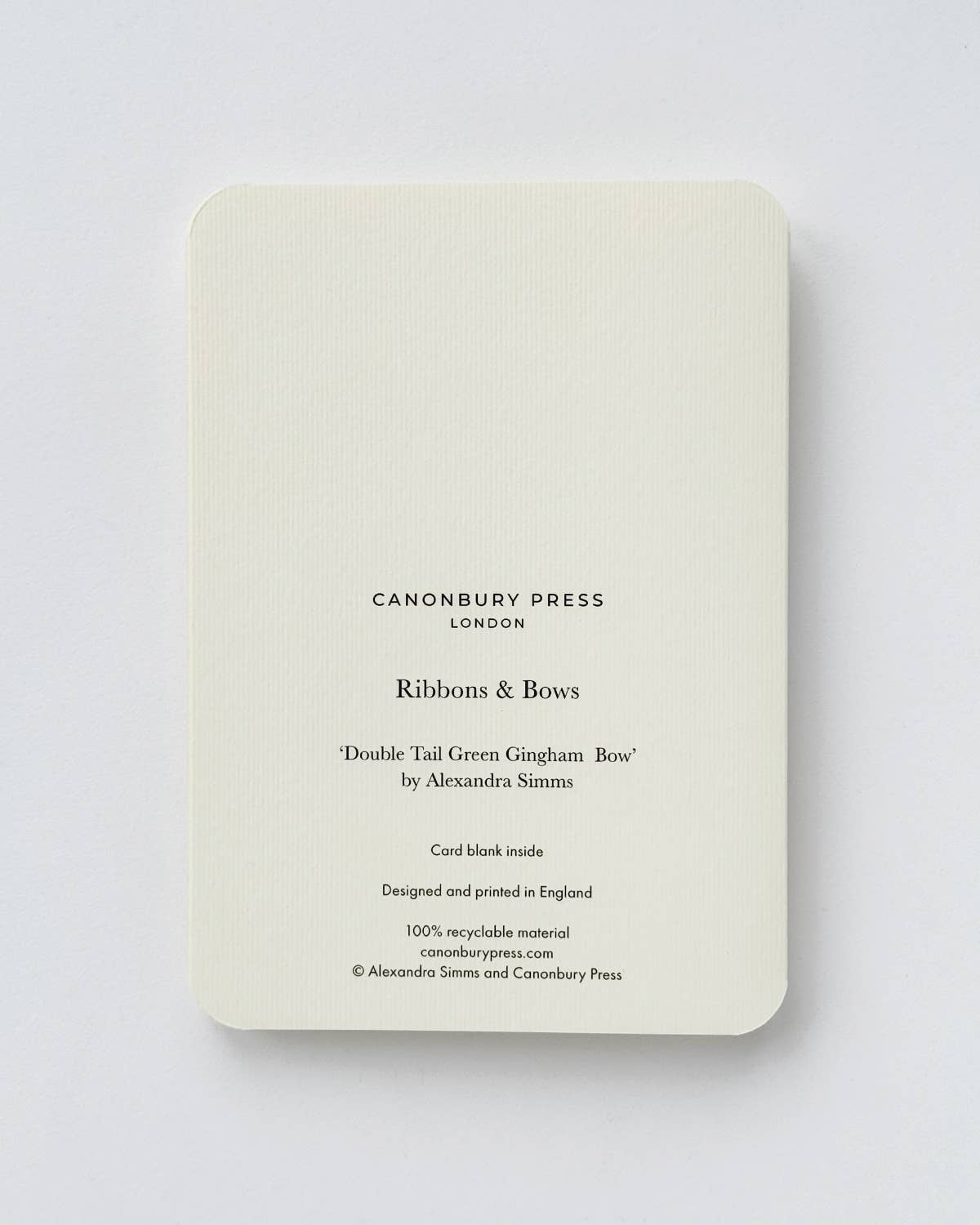 Canonbury Press - Wholesale St. Patrick's Day Card - Double Tail Green Gingham Bow Greeting Card | Birthday Card3