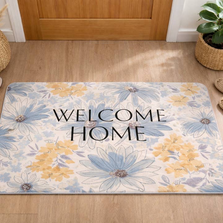 Welcome Floral Doormat Decor for wholesale by Simply Home Company