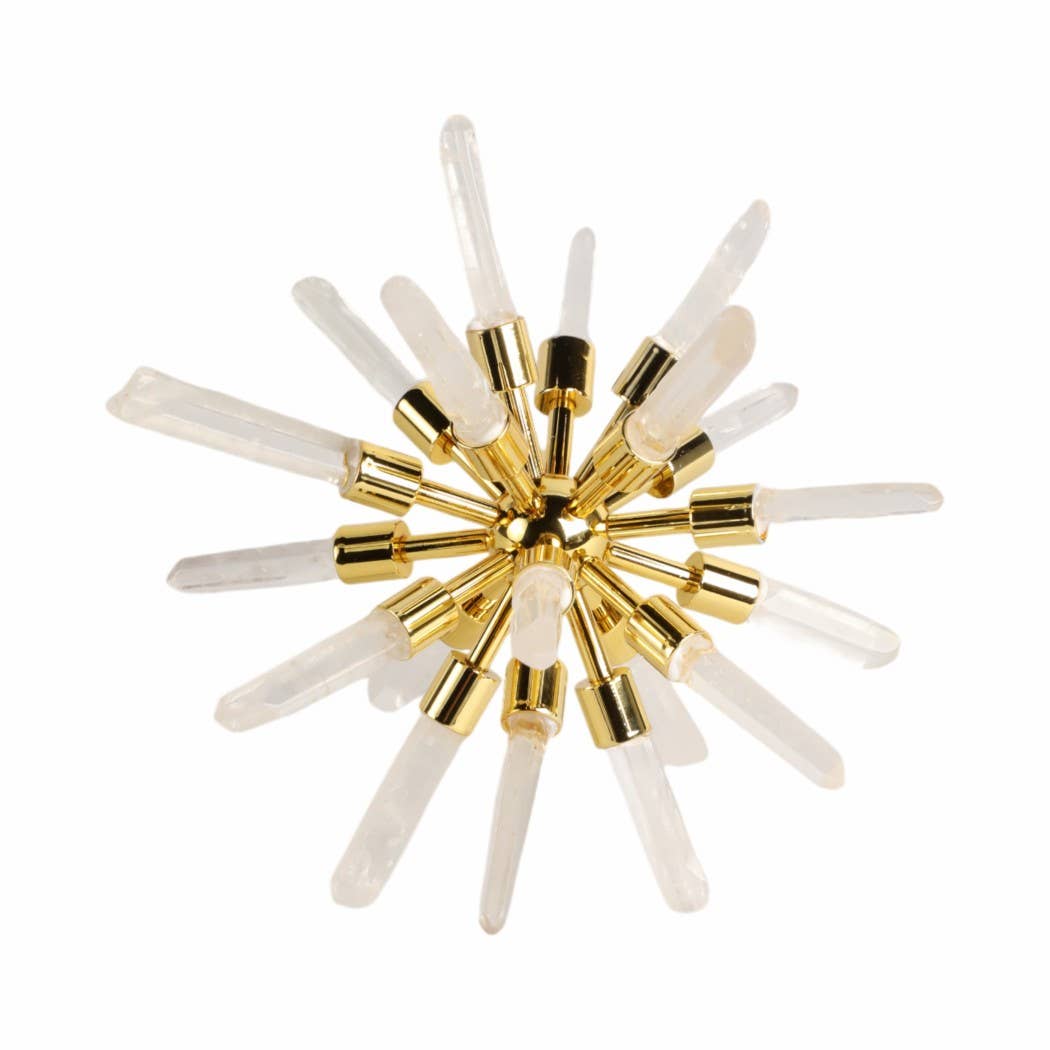 Sagebrook Home - Wholesale Decorative Tabletop Object - Metal Glass Small Crystal Starburst Statuary - Gold, 8 in.9