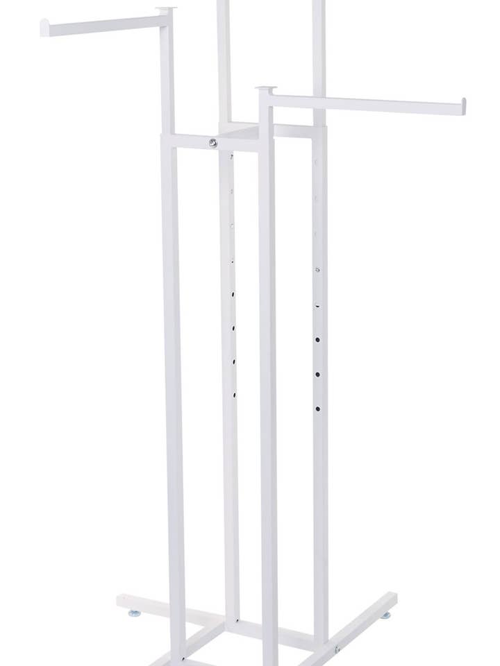 White 4-Way Clothing Rack With Straight Arms for wholesale by Store Supply Warehouse