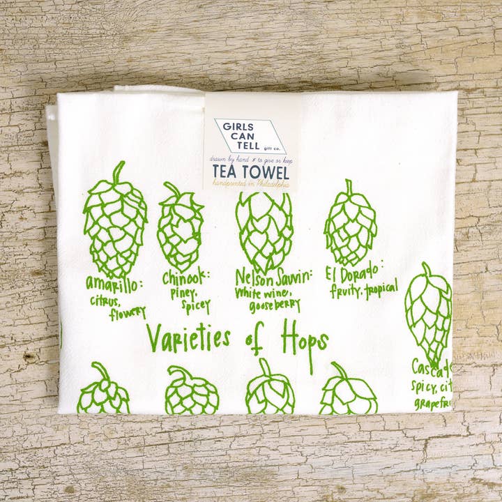 Hops Tea Towel | kitchen | flour sack | dish towels for wholesale by Girls Can Tell