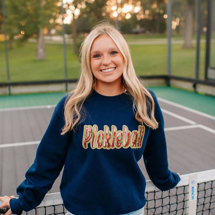 Sequin Pickleball Crewneck for wholesale by Posh Play