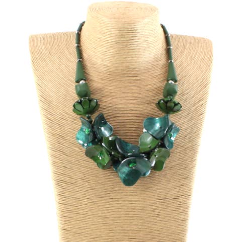 Pretty Persuasions - Wholesale Beaded/pearl necklace - N24276 Exotic Bloom Polyresin Statement Necklace4
