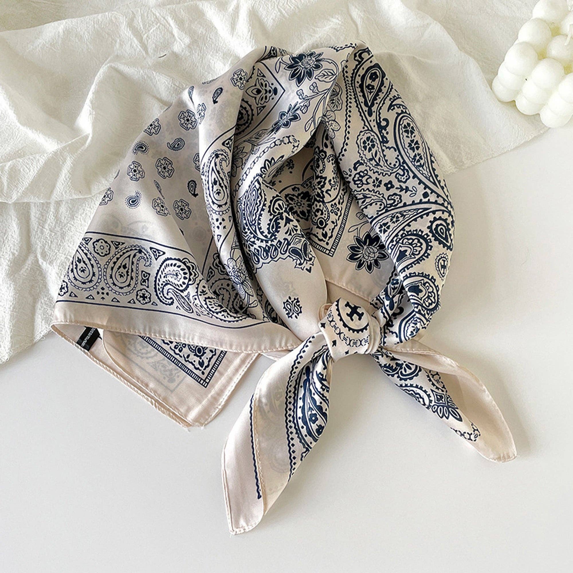 AK Brand - Wholesale Scarf - Women's - Satin Scarf Premium Cashew Print Square Print Neck Head Bag1